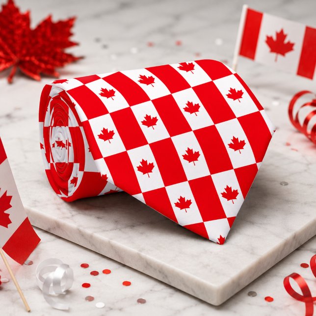 Corbata Bandera Canadiense Rojo Blanco Hoja de Arce Patrón (Subido por el creador)