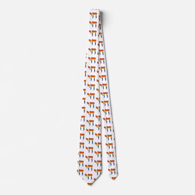 Corbata Bandera Chai del Orgullo Arcoíris (Anverso)