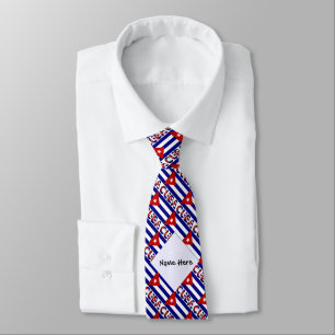 Corbata Bandera cubana y azulejos azules oscuros con tu no