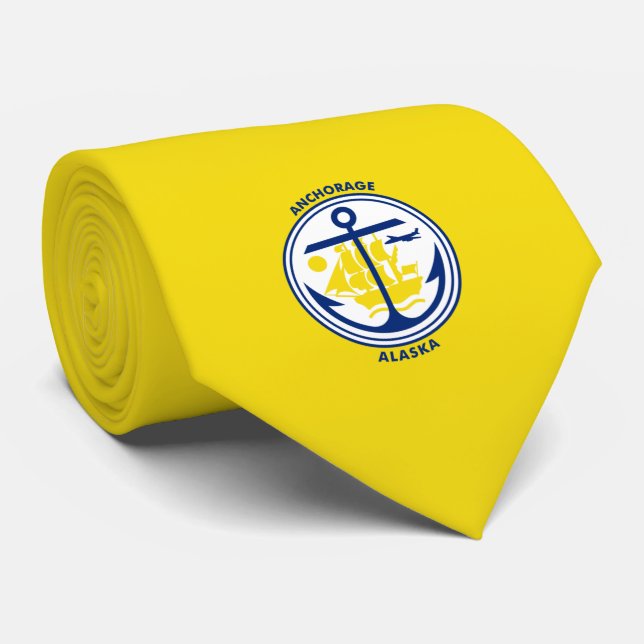 Corbata Bandera de Anchorage (Alaska) (Enrollado)