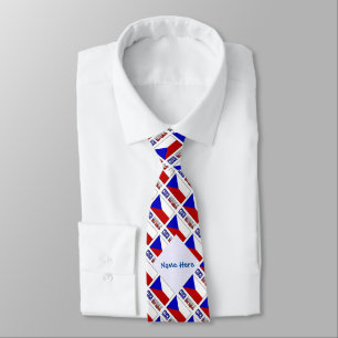 Corbata Bandera de Chequia República Checa Tiled Azul Pers