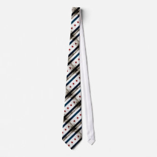 Corbata Bandera de Chicago de Grunge Negro
