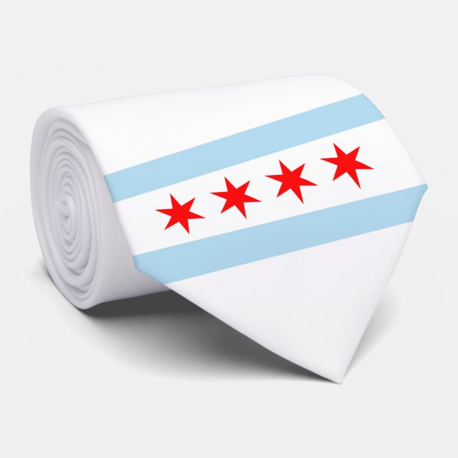 Corbata Bandera de Chicago (Illinois) (Enrollado)