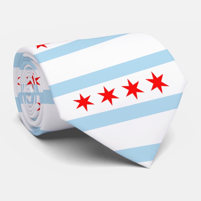 Corbata Bandera de Chicago, Illinois (Enrollado)