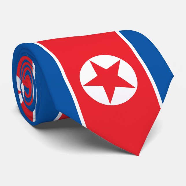 Corbata Bandera de Corea del Norte (RPDC) (Enrollado)