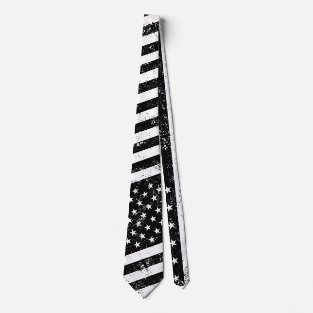 Corbata Bandera de Estados Unidos, blanco y negro (Anverso)