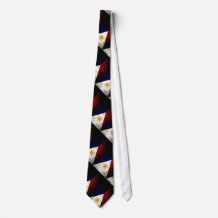 Corbata Bandera de Filipinas Grunge Negra