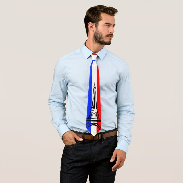 Corbata Bandera de Francia con la torre Eiffel (In situ)