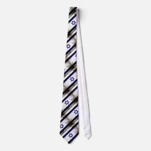 Corbata Bandera de Israel Grunge Negra