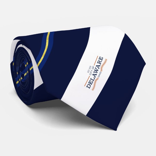 Corbata Bandera de la ciudad de Delaware (Ohio) Neck Tie (Enrollado)