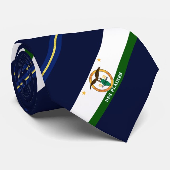 Corbata Bandera de la ciudad de Des Plaines (Illinois) (Enrollado)