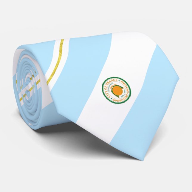 Corbata Bandera de la ciudad de naranja (California) Neck  (Enrollado)
