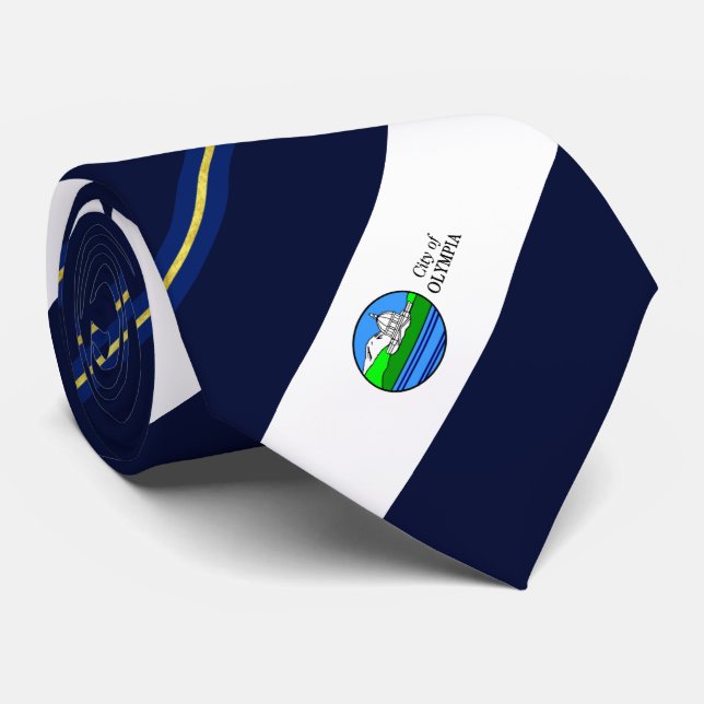 Corbata Bandera de la ciudad de Olympia (Washington) Neck  (Enrollado)