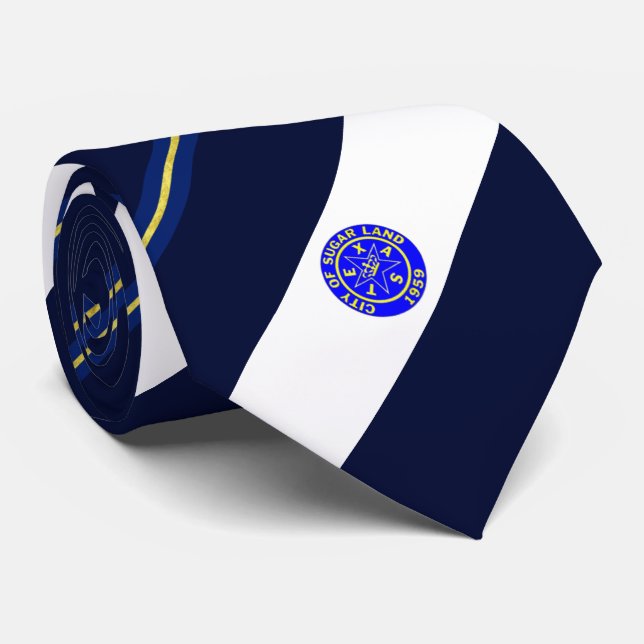 Corbata Bandera de la ciudad de Sugar Land (Texas) (Enrollado)