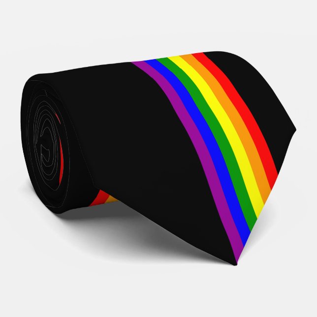 Corbata Bandera de LGBT en negro (Enrollado)