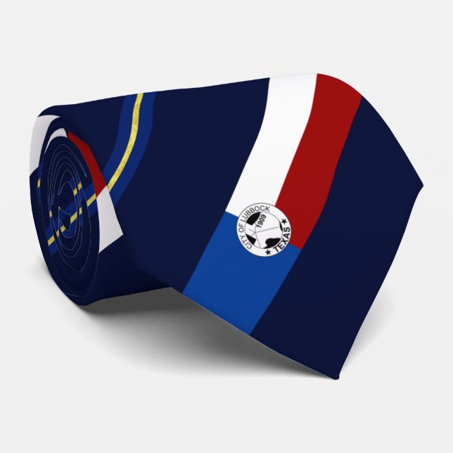 Corbata Bandera de Lubbock (Texas) (Enrollado)