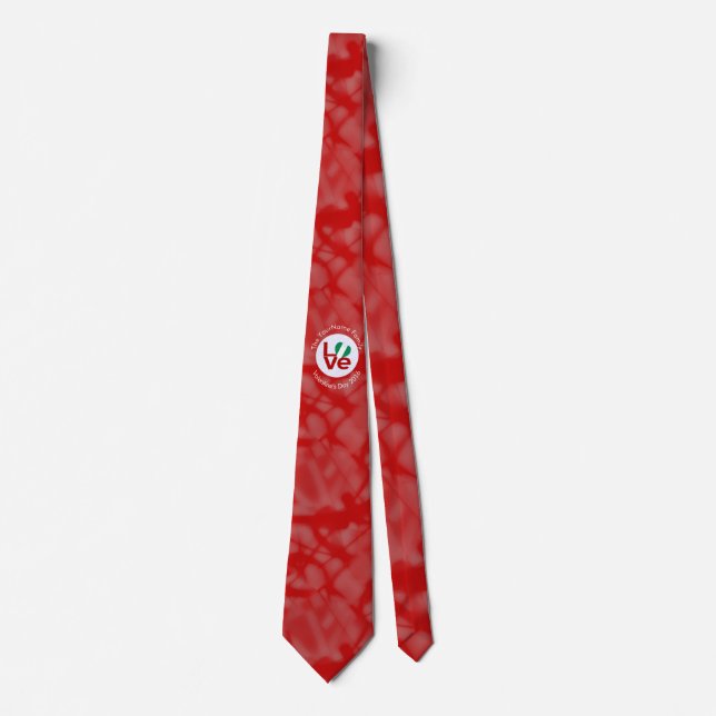 Corbata Bandera de Nigeria AMOR Blanco sobre Rojo (Anverso)
