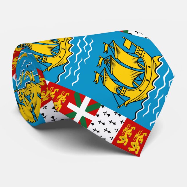 Corbata Bandera de Saint Pierre y Miquelon (Enrollado)