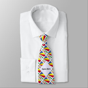 Corbata Bandera de Seychelles con baldosas negras personal