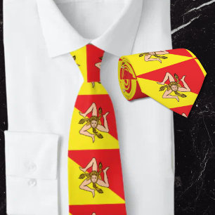 Corbata Bandera de Sicilia Trinacria Amarillo y Rojo