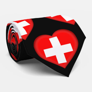 Corbata Bandera de Suiza Colores Patrón cardíaco Nata de c