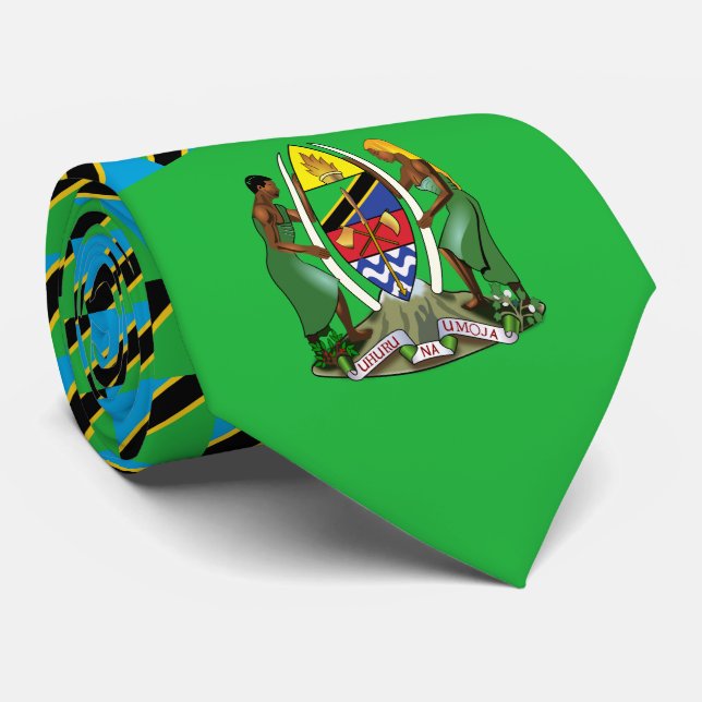 Corbata Bandera de Tanzania y escudo de armas, bandera de  (Enrollado)