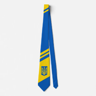 Corbata Bandera de Ucrania. Escudo de Armas. Trident. Corb