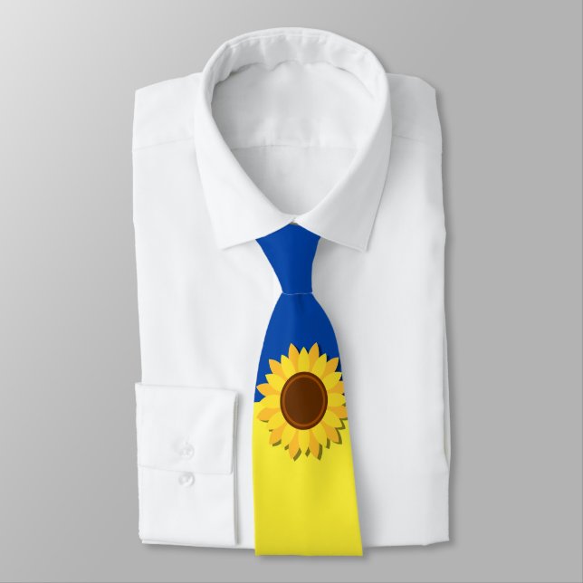 Corbata Bandera de Ucrania girasol personalizada (Atado)