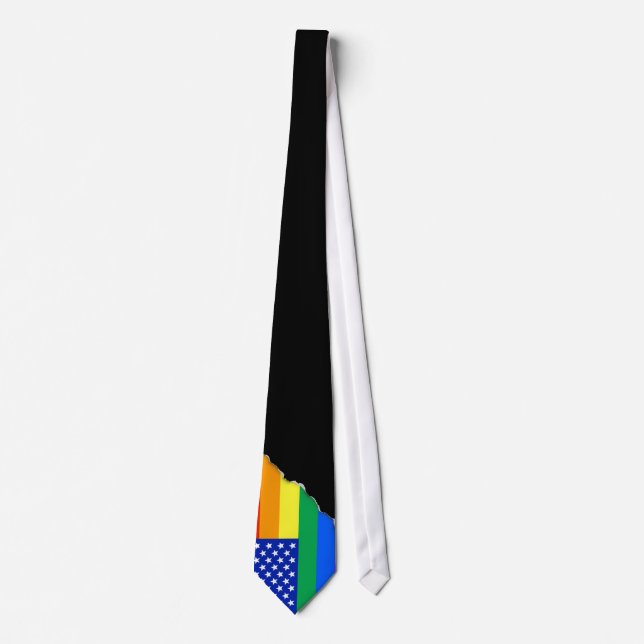 Corbata Bandera estadounidense arco iris LGBT (Anverso)