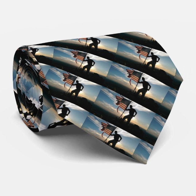 Corbata Bandera estadounidense erosionada Patriótica Tie (Enrollado)