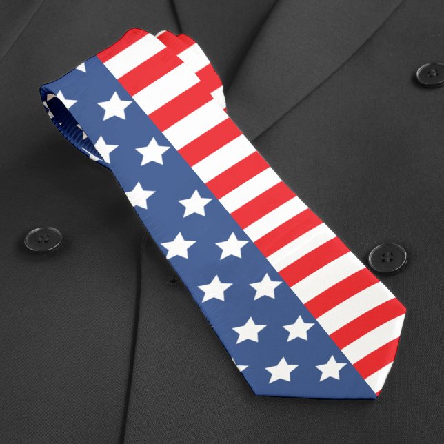 Corbata Bandera estadounidense Patriótica Roja Blanca y Az (USA American flag tie)