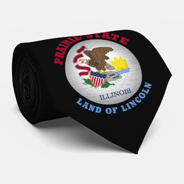 CORBATA BANDERA ESTATAL DE ILLINOIS PRAIRIE (Enrollado)