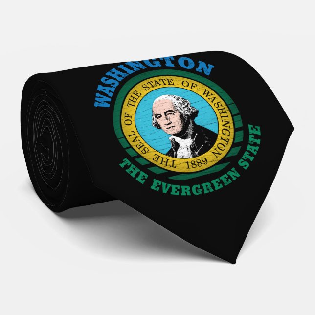 CORBATA BANDERA ESTATAL DE WASHINGTON EVERGREEN (Enrollado)