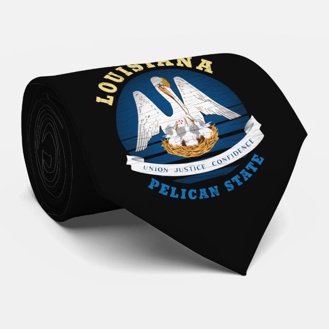 CORBATA BANDERA ESTATAL LOUISIANA PELICANA (Enrollado)