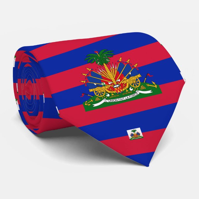 Corbata Bandera haitiana y escudo de armas, bandera de Hai (Enrollado)
