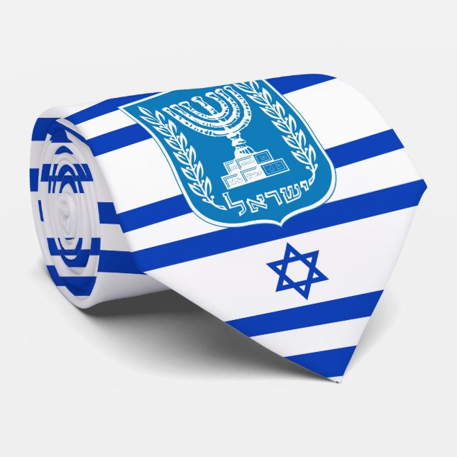 Corbata Bandera israelí y emblema nacional, bandera de Isr (Enrollado)