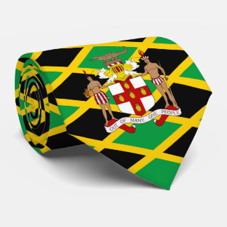 Corbata Bandera jamaiquina y escudo de armas, bandera de J