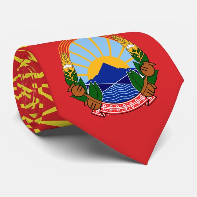 Corbata Bandera macedonia y emblema nacional, Macedonia de (Enrollado)