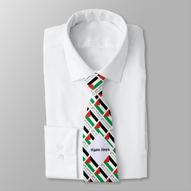 Corbata Bandera palestina y palestina cubierta con su nomb (Atado)