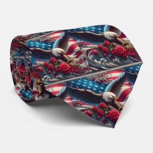 Corbata Bandera Patriótica Americana y Águila