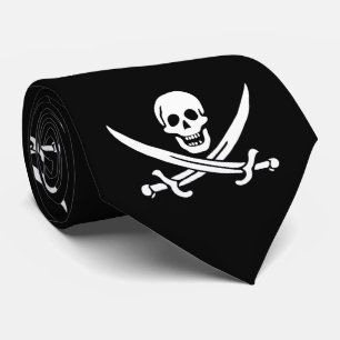 Corbata Bandera pirata calavera espadas cruzadas