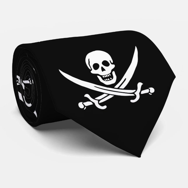 Corbata Bandera pirata calavera espadas cruzadas (Enrollado)