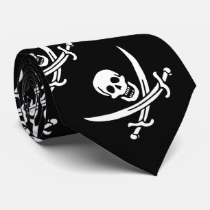 Corbata Bandera Pirata Calavera Espadas Cruzadas