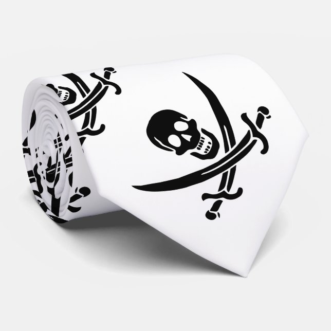 Corbata Bandera pirata calavera espadas cruzadas (Enrollado)