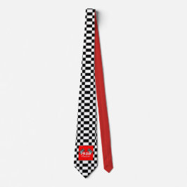 Corbata Bandera Retro Clásica de Carrera a Cuadros Negros