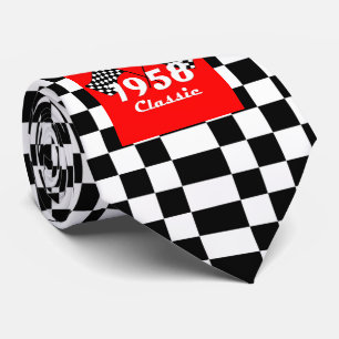 Corbata Bandera Retro Clásica de Carrera a Cuadros Negros 