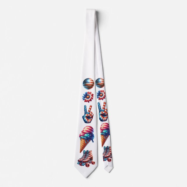 Corbata Bandera Retro Patriota de los 80 (Anverso)