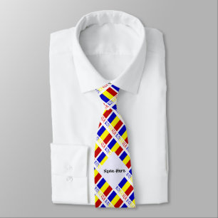 Corbata Bandera rumana cubierta con tu nombre