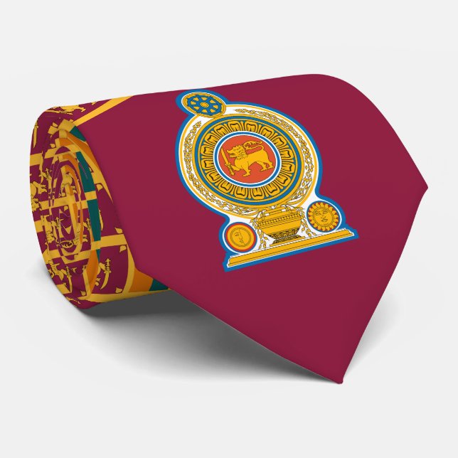 Corbata Bandera y emblema de Sri Lanka, bandera de Sri Lan (Enrollado)