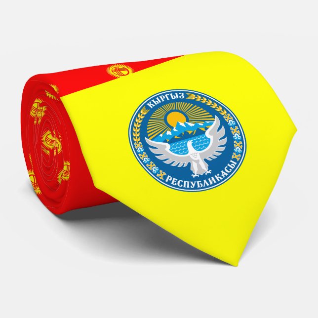 Corbata Bandera y emblema kirguisos, bandera de Kirguistán (Enrollado)